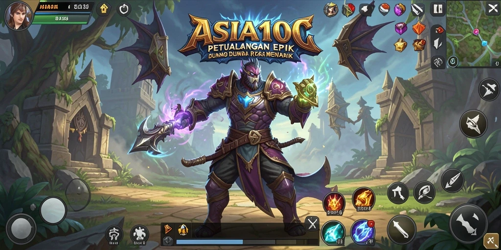 Tampilan gameplay ASIA100 dengan grafis RPG yang menawan.