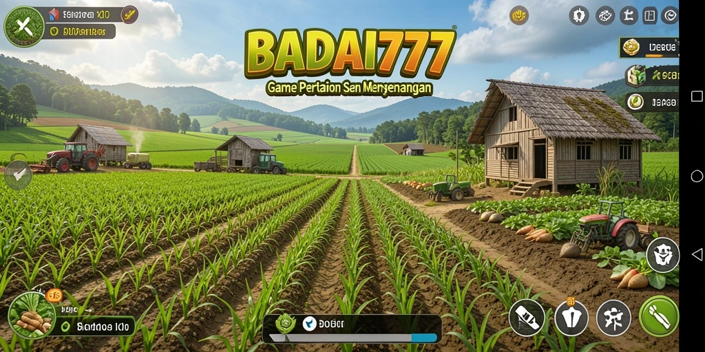 Tampilan gameplay BADAI777 yang menarik dan menyenangkan saat bertani.
