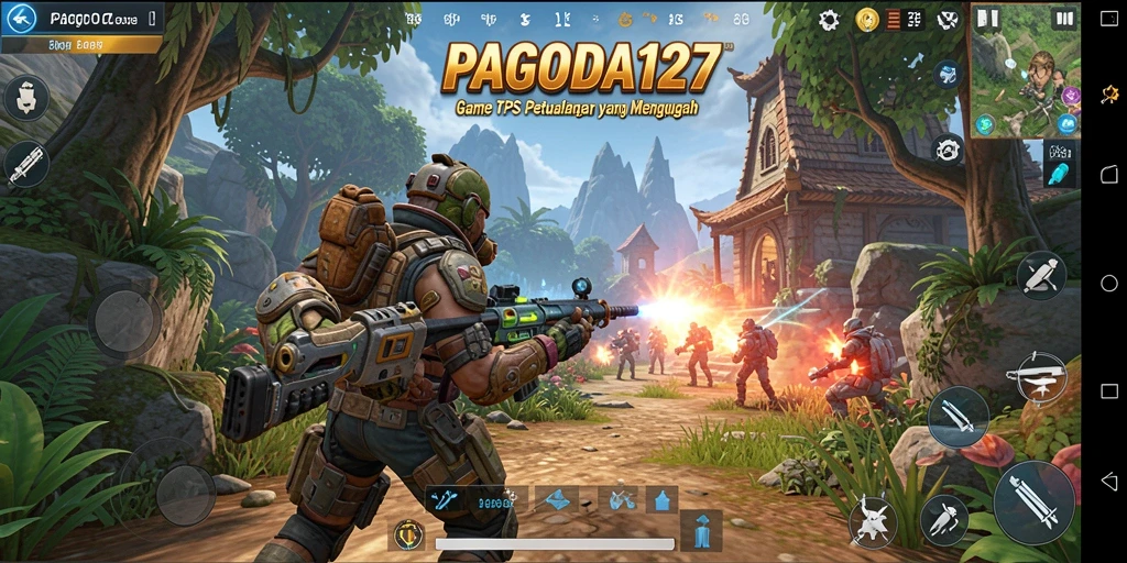 Tampilan menarik dari gameplay TPS dalam PAGODA127.
