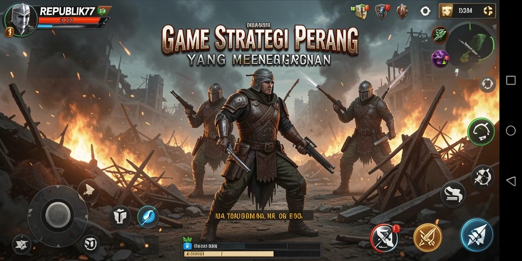 Tampilan gameplay intens dari REPUBLIK77 dengan strategi perang mendalam.