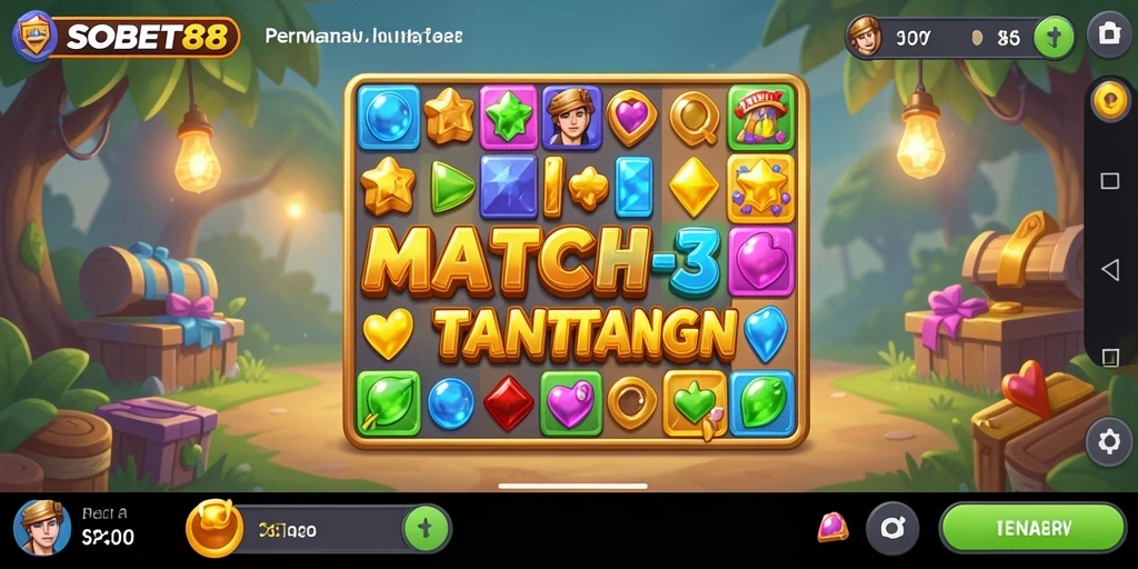 Gameplay SOBET88 yang seru dengan kombinasi biji permata berwarna.