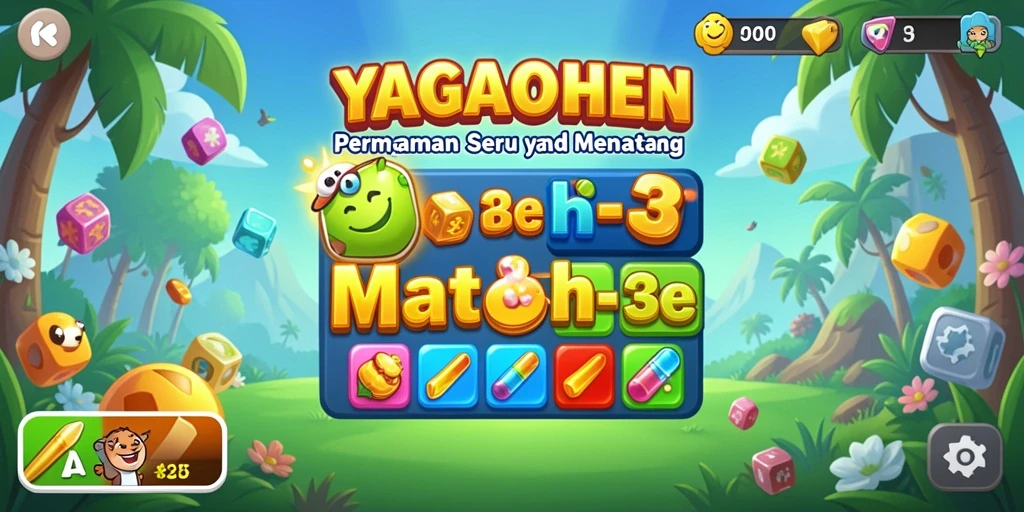 Screenshots YAGAOHEN menampilkan gameplay Match-3 yang menarik.